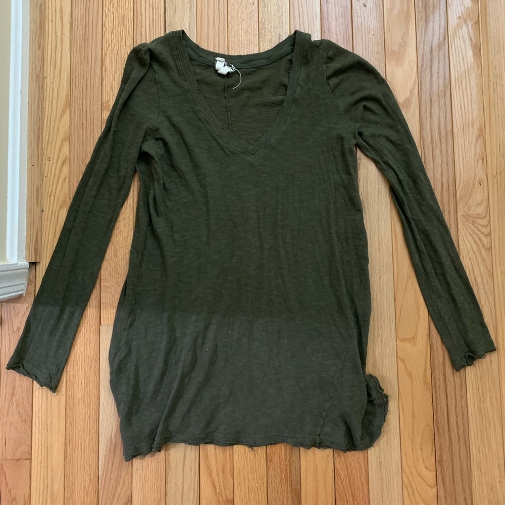 Free People Green Long Sleeve Top